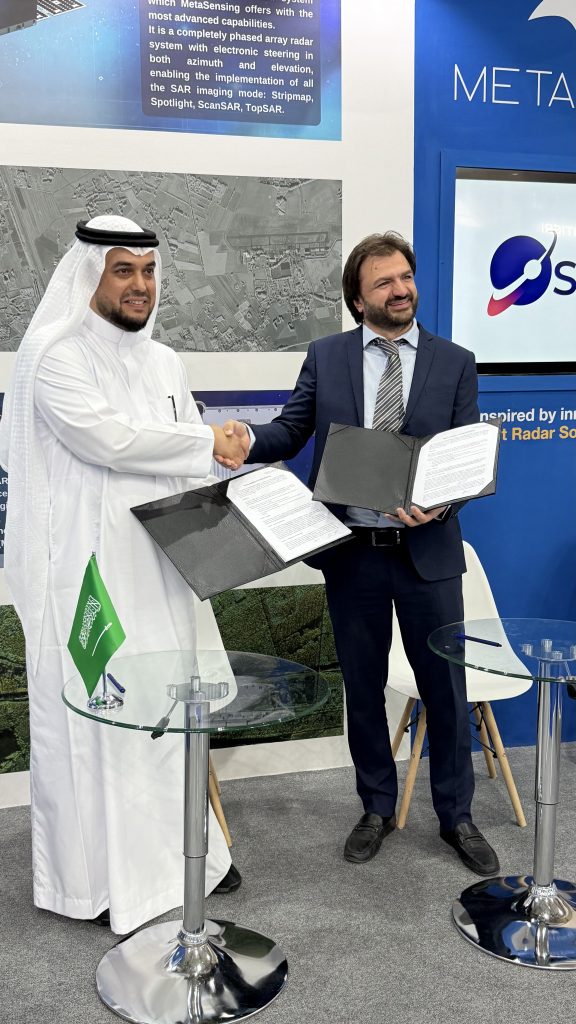 Adriano Meta, CEO of MetaSensing & Amru Alamoudi, CEO of SARsatX